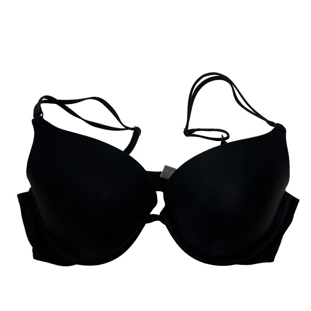 Victoria's Secret Sz 34D Push‎ Up Bra Underwired Black Adjustable Straps Women's